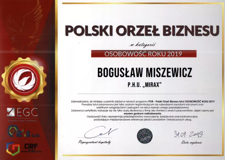 Osobowość Roku 2019 Polskiego Orła Biznesu 